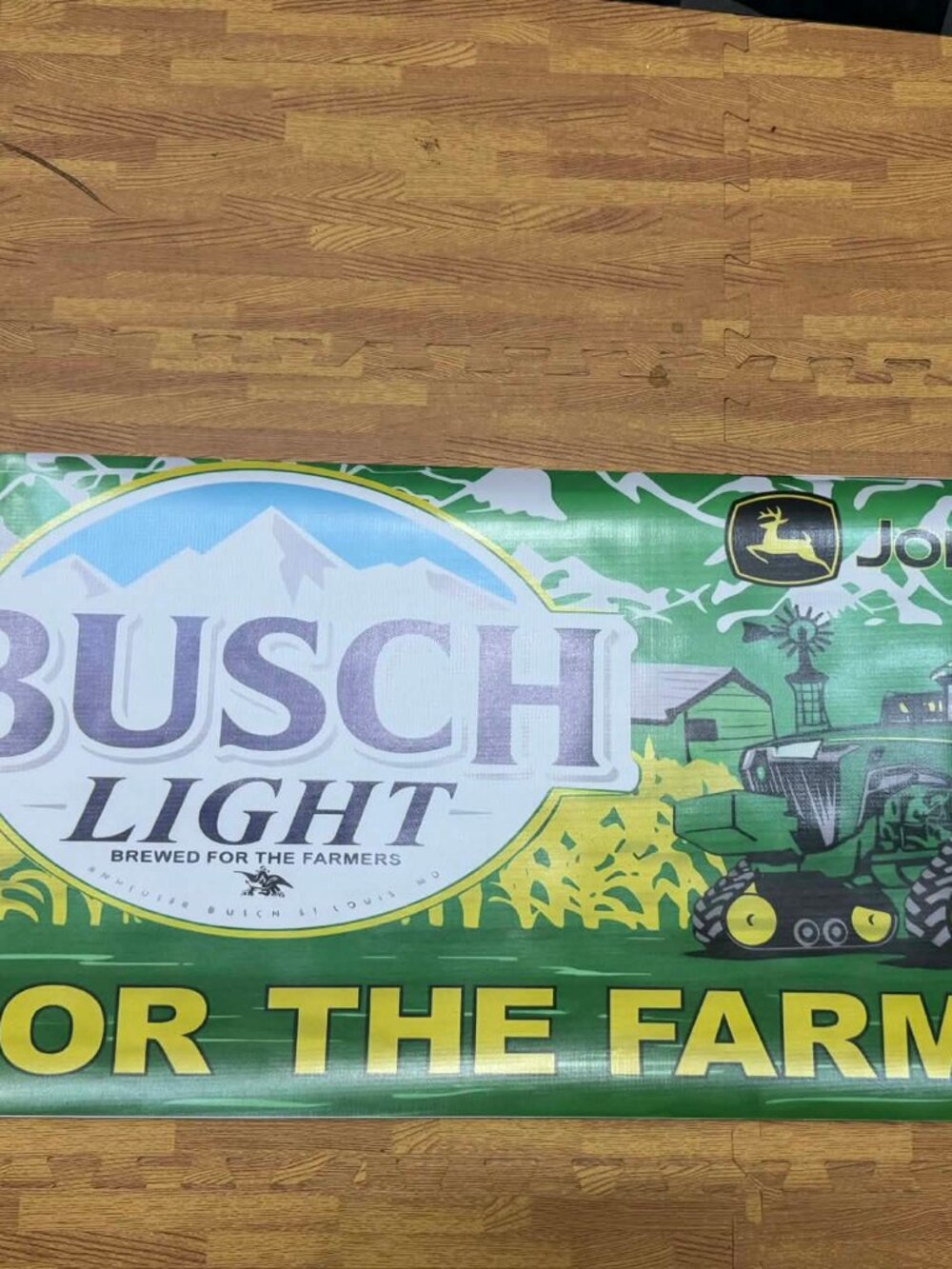 Busch Light John Deere Banner 18x40 Farmers Beer Sign‎ Farm Decor Tractor